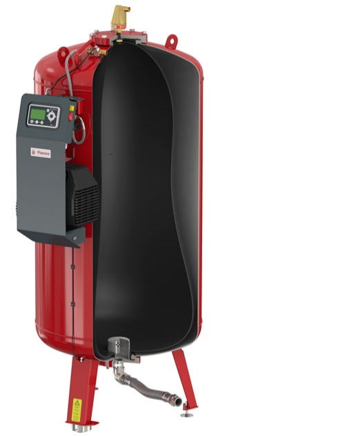 Groupe maintien pression fermé à vessie et compresseur d'air